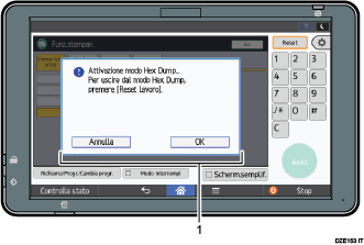 Illustrazione numerata schermata pannello di controllo