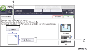 Genummerde afbeelding van het scherm van het bedieningspaneel