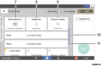 Иллюстрация экрана панели управления с пронумерованными сносками