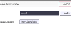 Bild på användarpanelens skärm