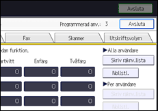 Bild på användarpanelens skärm