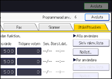 Bild på användarpanelens skärm