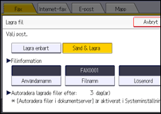 Bild av användarpanelens skärm