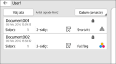 Bild på användarpanelens skärm