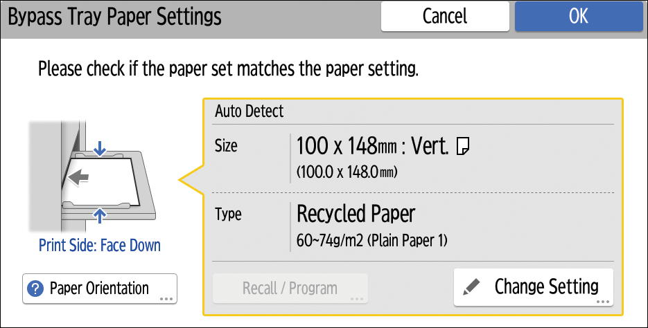 Operation panel screen illustration
