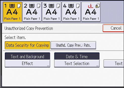 Operation panel screen illustration