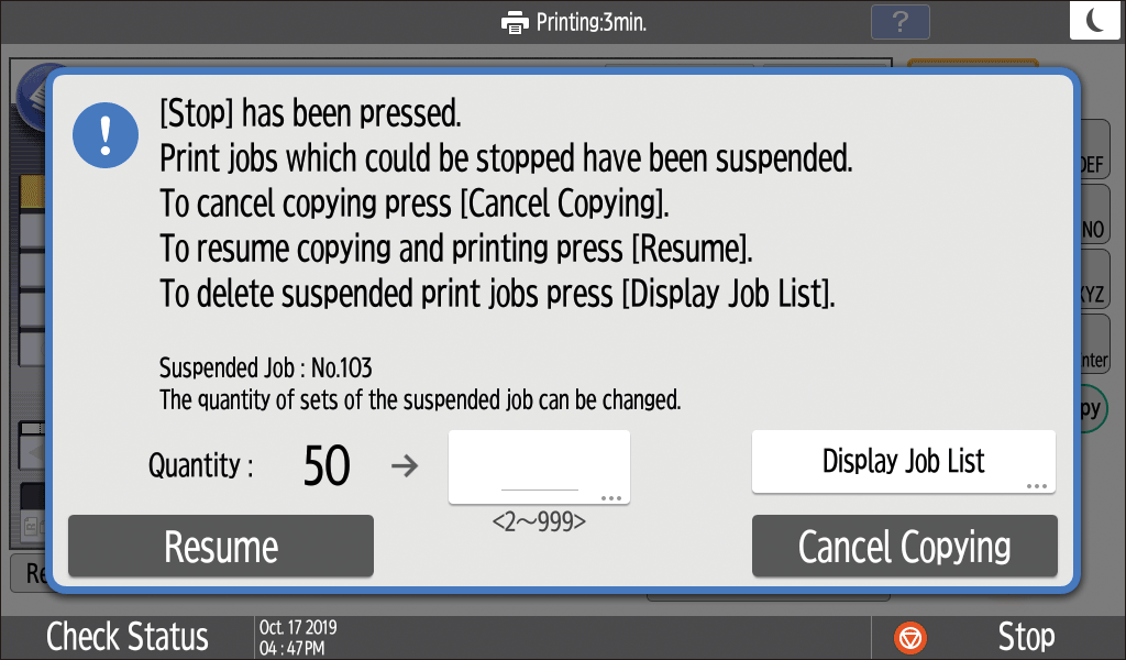 Operation panel screen illustration