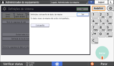 Ilustração da tela do painel de operação