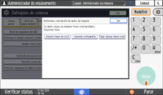 Ilustração da tela do painel de operação