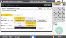 Ilustração da tela do painel de operação