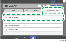 Ilustração da tela do painel de operação