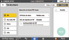 Ilustração da tela do painel de operação
