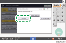 Ilustração da tela do painel de operação