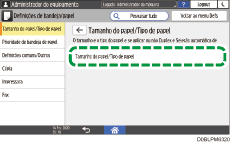 Ilustração da tela do painel de operação
