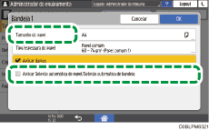 Ilustração da tela do painel de operação