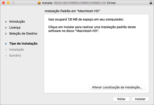 Ilustração da tela do driver