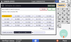 Ilustração da tela do painel de operação