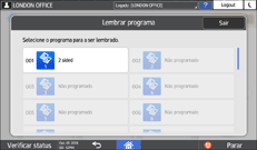 Ilustração da tela do painel de operação