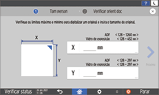 Ilustração da tela do painel de operação