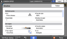 Ilustração da tela do painel de operação