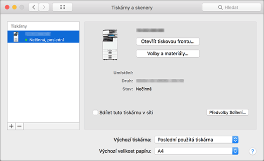 Ilustrace obrazovky ovladače