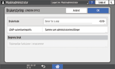 Illustrasjon av betjeningspanelet