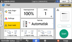 Illustrasjon av betjeningspanelet