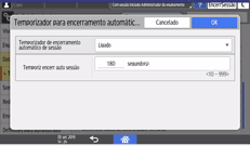 Ilustração do ecrã do painel de operação