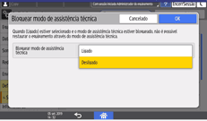 Ilustração do ecrã do painel de operação