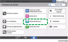 Ilustração do ecrã do painel de operação