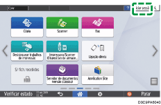 Ilustração do ecrã do painel de operação