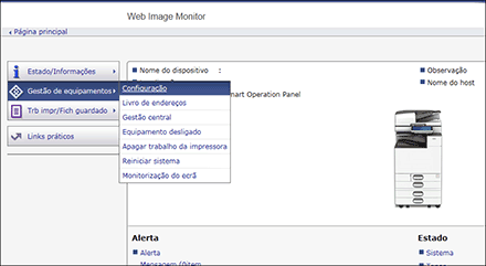 Ilustração do ecrã do web browser