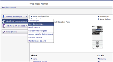 Ilustração do ecrã do web browser
