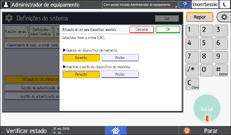 Ilustração do ecrã do painel de operação