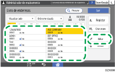 Ilustração do ecrã do painel de operação