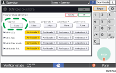 Ilustração do ecrã do painel de operação