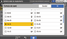 Ilustração do ecrã do painel de operação
