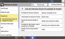 Ilustração do ecrã do painel de operação