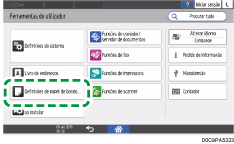 Ilustração do ecrã do painel de operação