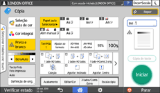 Ilustração do ecrã do painel de operação