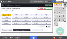 Ilustração do ecrã do painel de operação