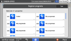 Ilustração do ecrã do painel de operação