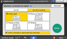 Ilustração do ecrã do painel de operação