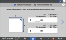 Ilustração do ecrã do painel de operação