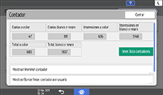 Ilustración de la pantalla del panel de mandos