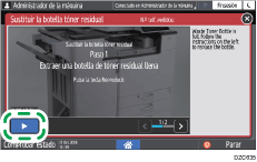 Ilustración de la pantalla del panel de mandos