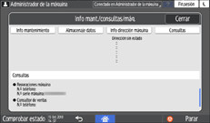 Ilustración de la pantalla del panel de mandos
