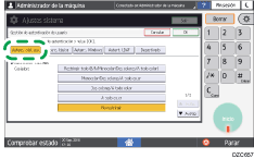 Ilustración de la pantalla del panel de mandos