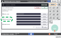 Ilustración de la pantalla del panel de mandos