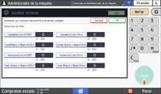 Ilustración de la pantalla del panel de mandos